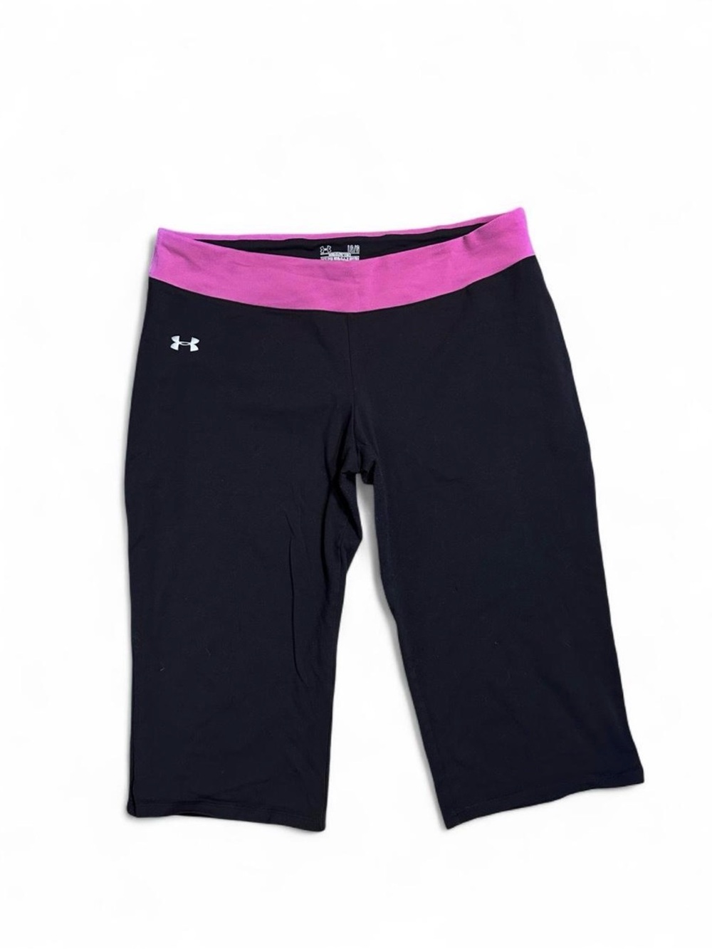 Y2K Under Armour Women's Black & Pink Low Rise Wide Leg Capris Athletic Wear Gym